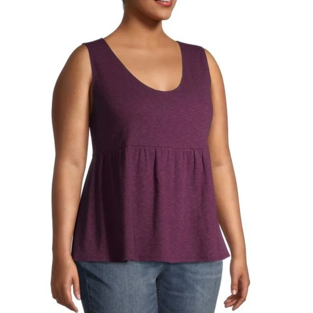 Terra & Sky Women's Plus Size Knit Peplum Tank 0X - Picture 2 of 6